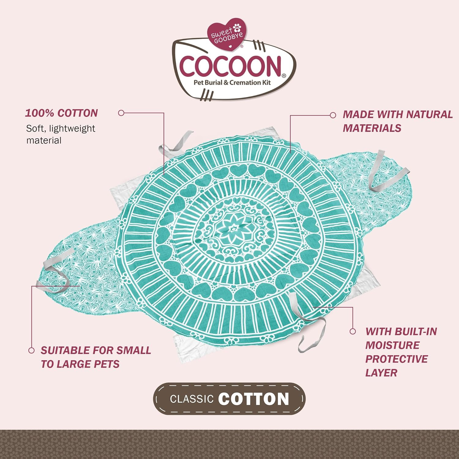 Cocoon® – Eco-Friendly Pet Burial & Cremation Ceremony Kit (Classic Cotton)- Cas
