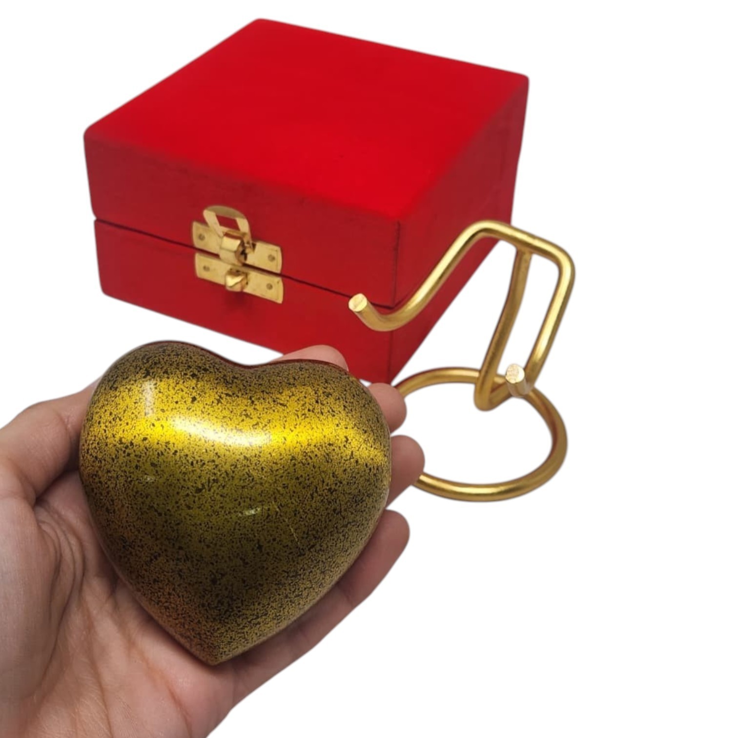 Custom Mini Heart Urn for Ashes Pet Human Keepsake with Stand Velvet Box