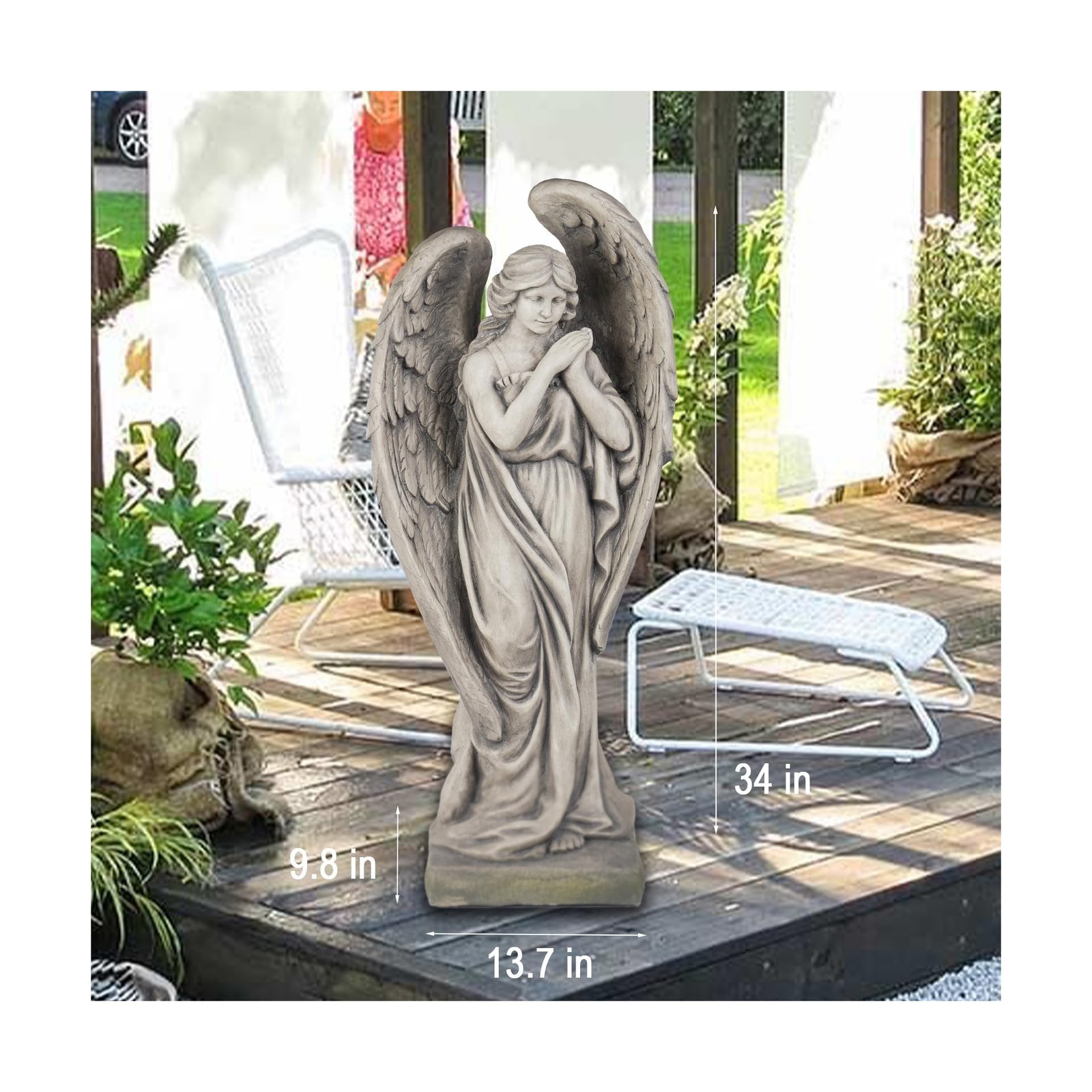 Outdoor Statues Angel Décor Garden Statue – 34 inch Large Garden Angels Out