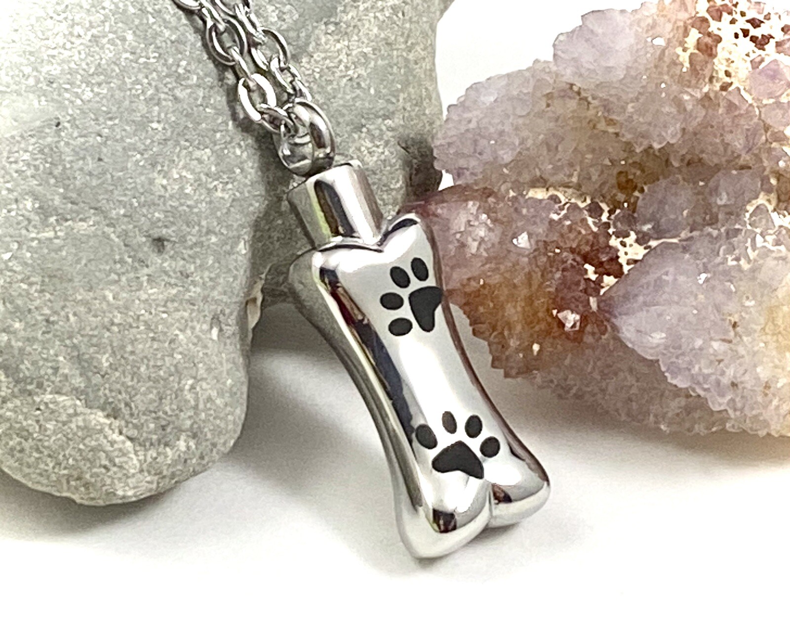 Dog Cremation Pendant Urn Keychain 1″ Key Ring for Ashes Pet Bone Silver Gift