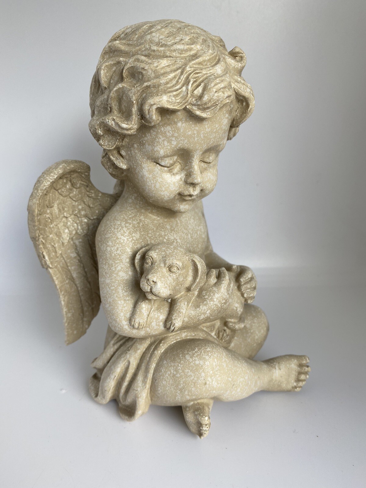 DOG MEMORIAL STATUE DOG PUPPY WITH WINGS PLAQUE ORNAMENT