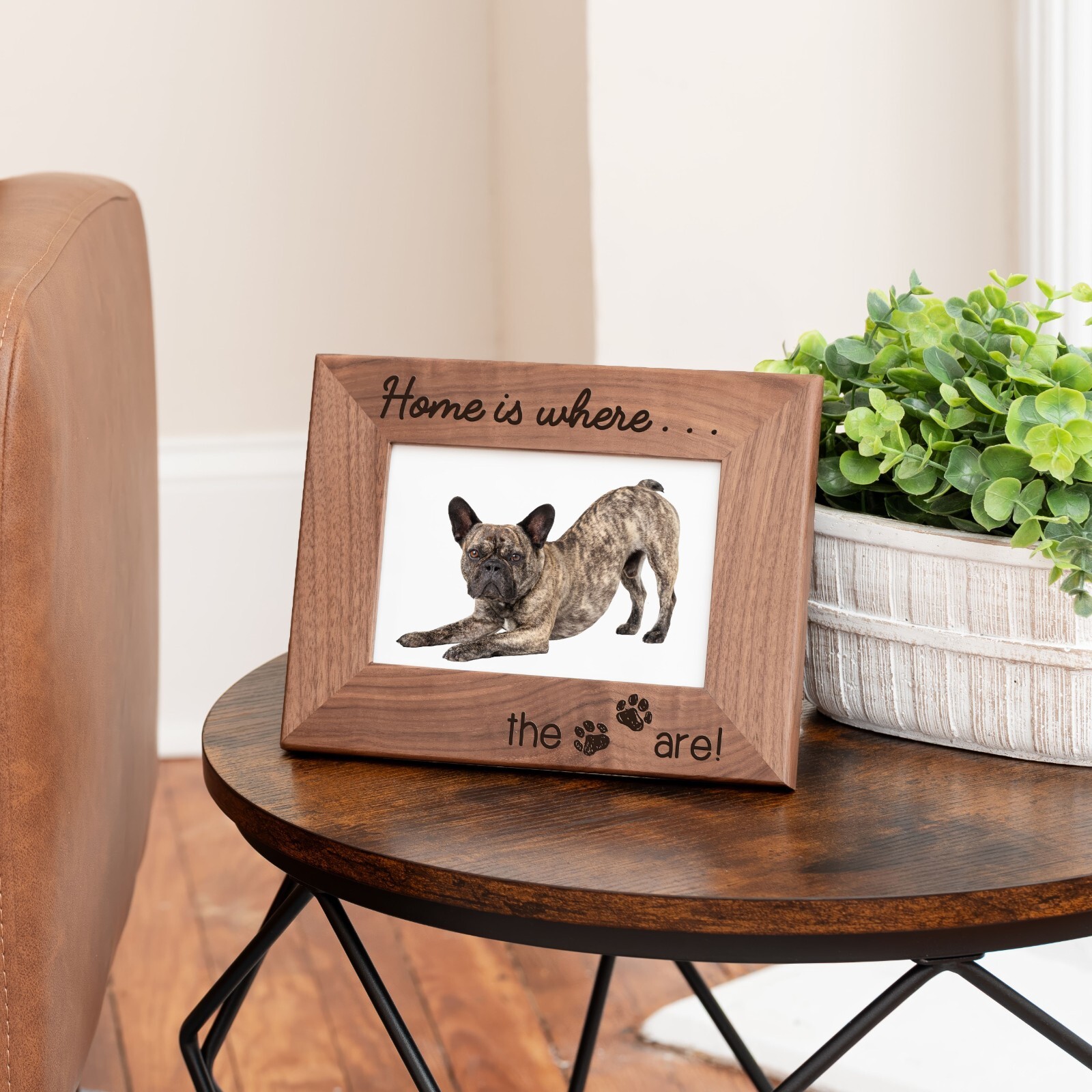 Personalized Pet Picture Frame, Genuine Walnut Pet Photo Frame 4×6, Pet Picture
