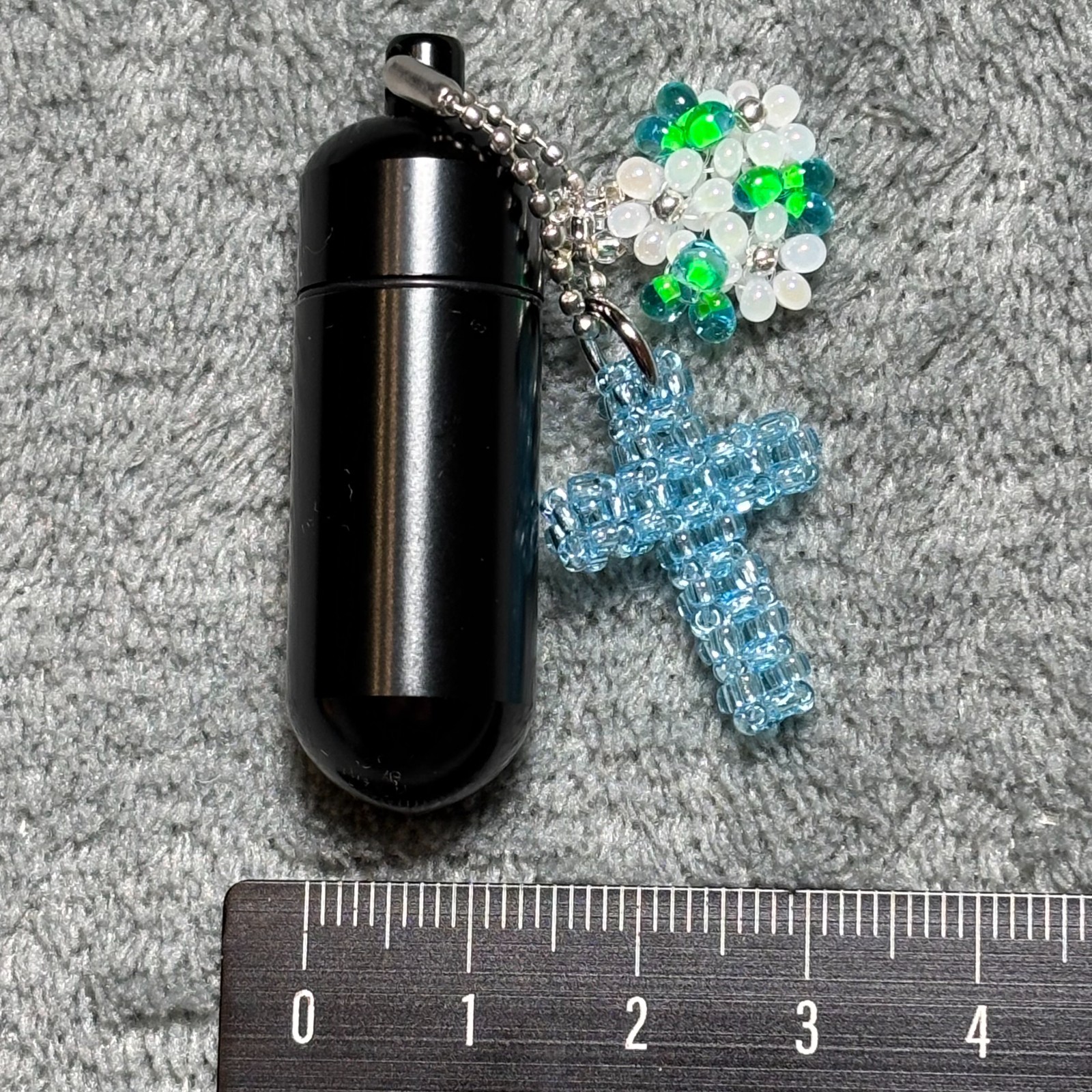 Cremation Ashes Keychain – Cremation Keepsake(blue cross and ornaments)