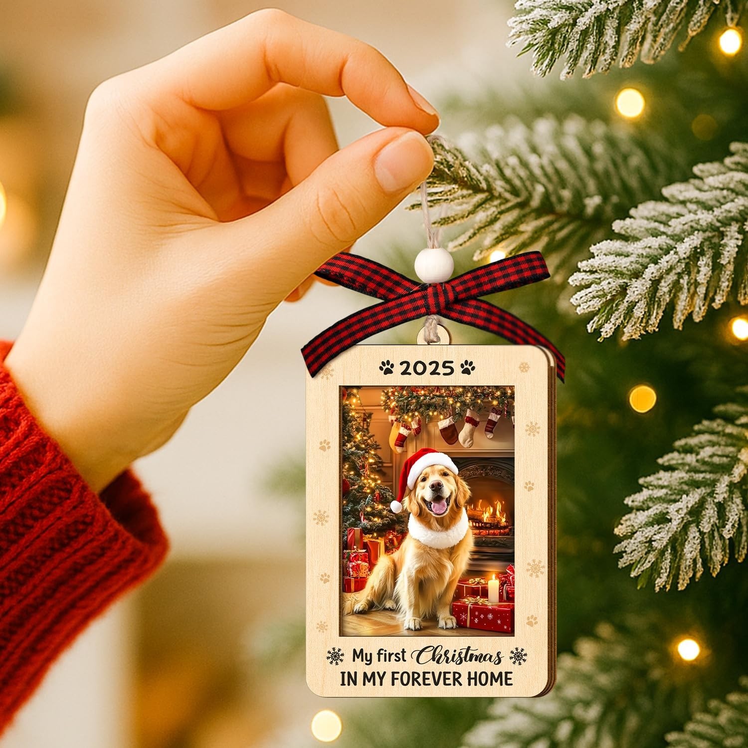 Pet Ornaments for Christmas Tree 2025 – Photo Frame with Pawprint – Dog, Cat …