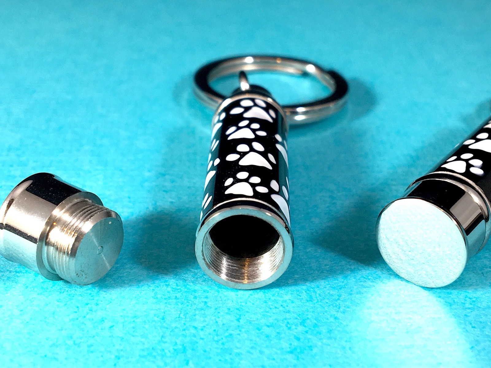 Mens Pet Cremation Necklace Pendant Urn for Ashes LARGE Vial Dog Cat Paw Prints