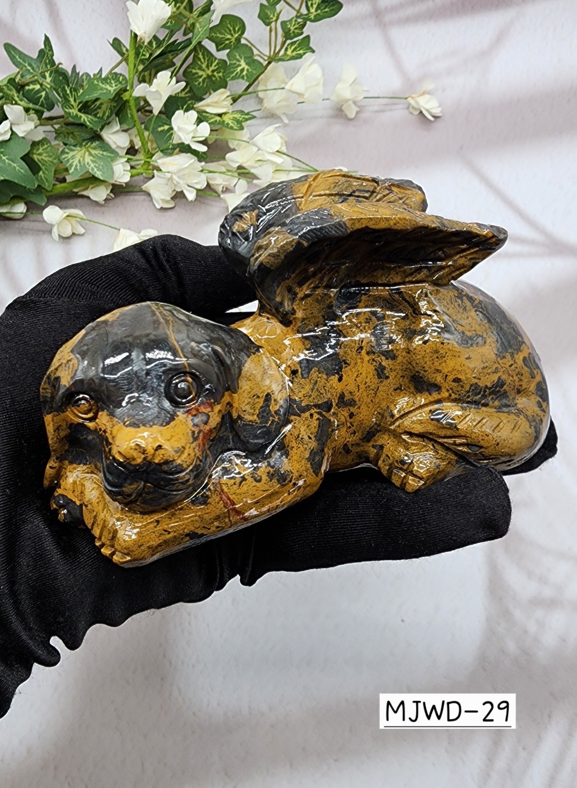 Mountain Jasper Winged Angel Dog – Pet Memorial Statue, Gemstone Pet Loss Gift