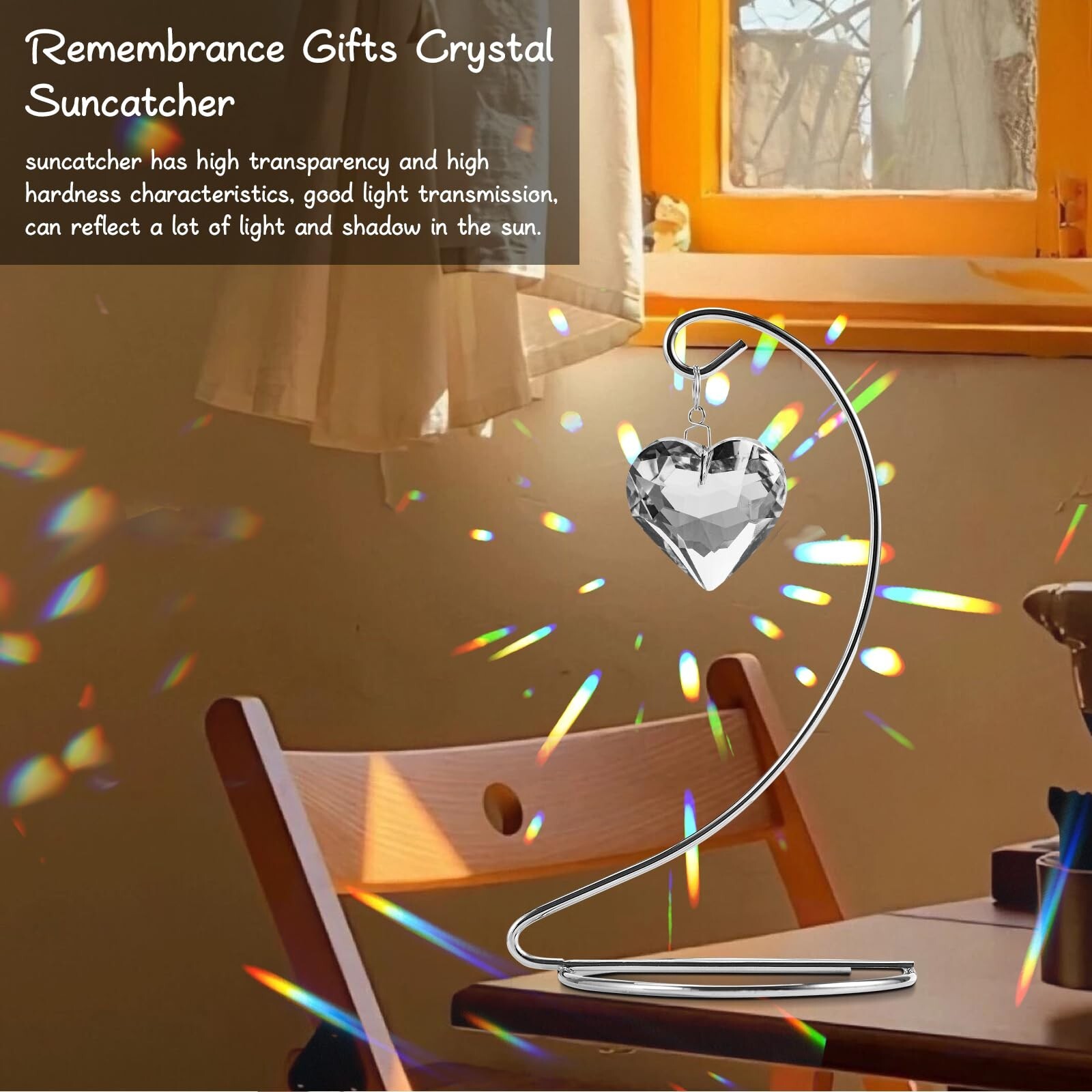 2 Pack Sympathy Gifts for Loss of Loved One,Crystal Heart Hanging Memorial Co…