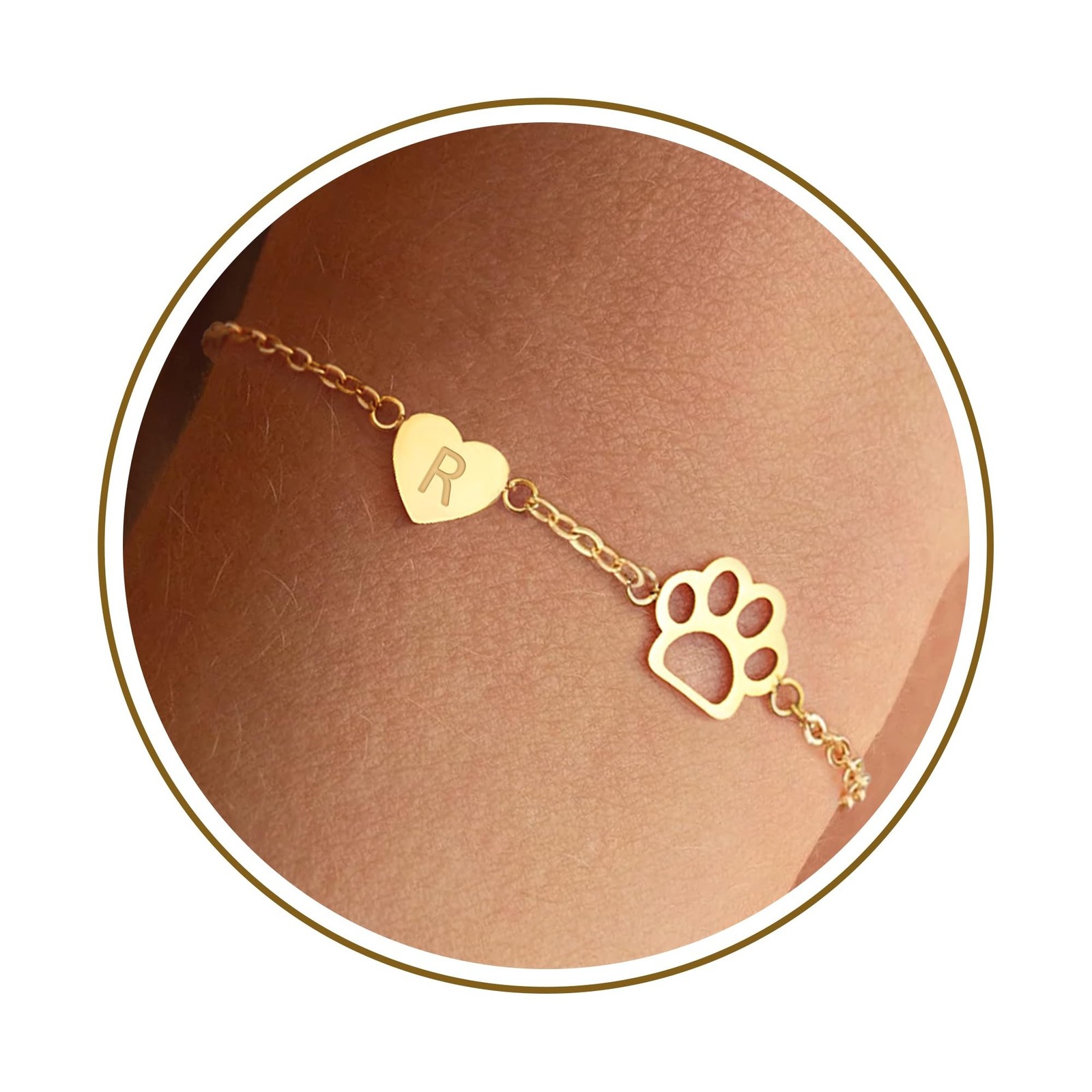Dog Memorial Gifts for Loss of Dog Paw Initial Bracelet for Women with Heart …