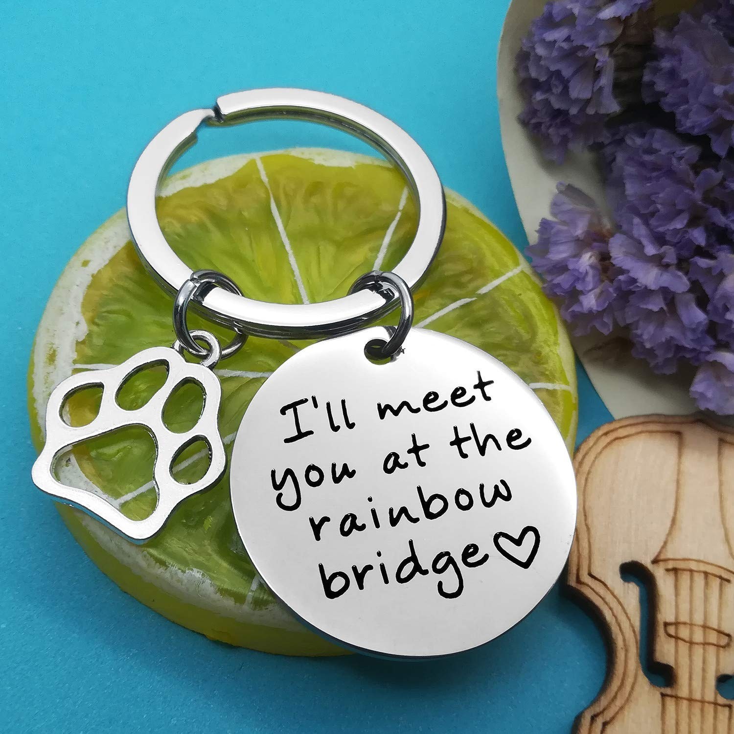 Xiahuyu Pet Memorial Keychain Gift I’ll Meet You at The Rainbow Bridge Keycha…