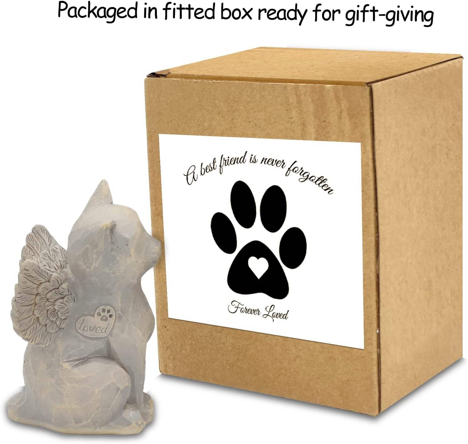 Cat Angel Memorial Figurine, Gray, Resin Sculpture for Cat Lovers, Pet Loss G…