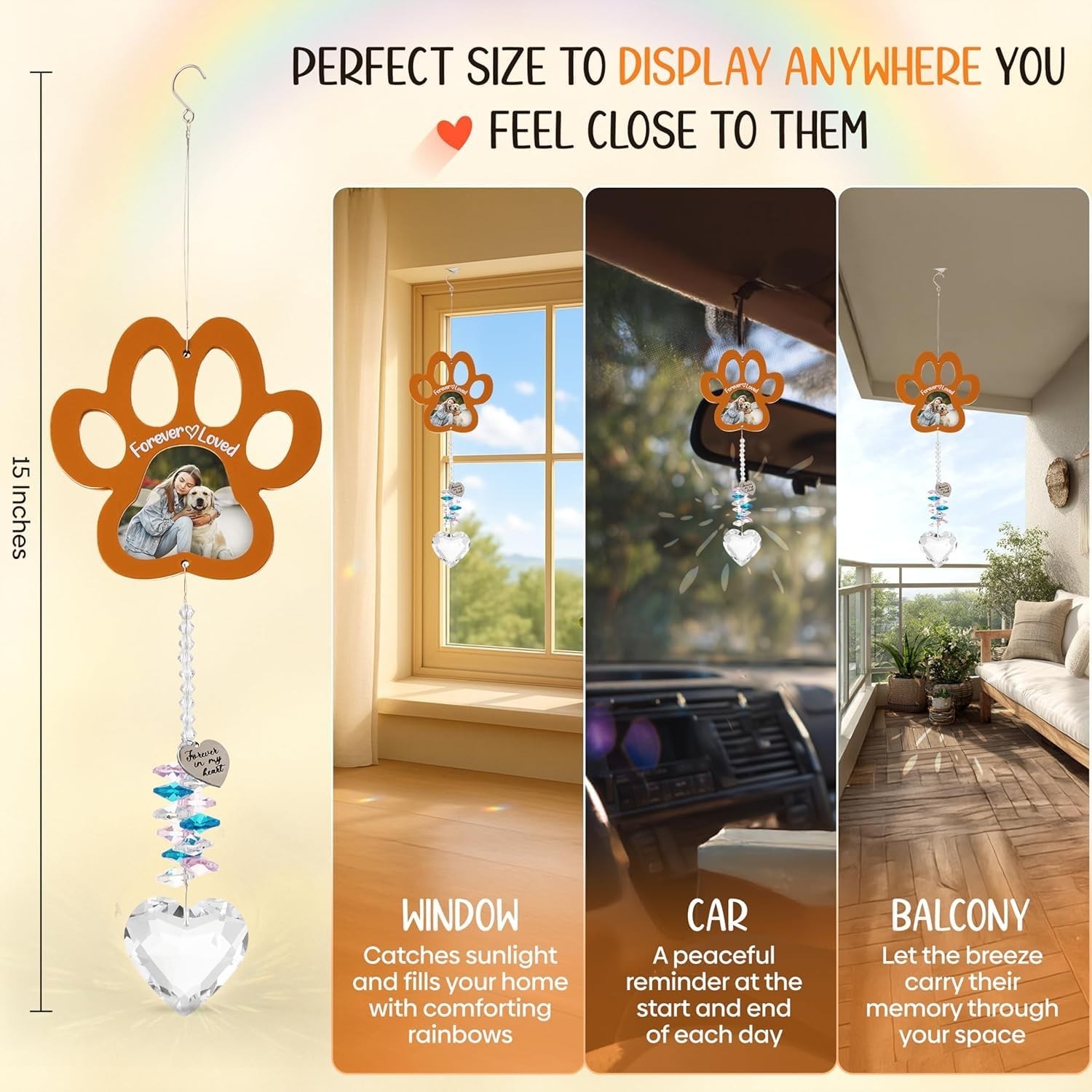 Personalized Brown Pet Memorial Gifts for Dogs – Rainbow Bridge Sympathy Hang…