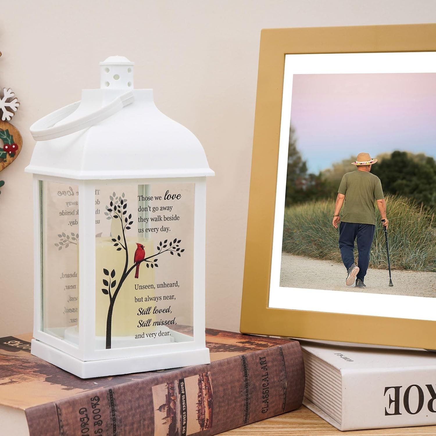 Memorial Lantern with Card – Sympathy Gift for Loss of Mom/Dad/Loved One, Black
