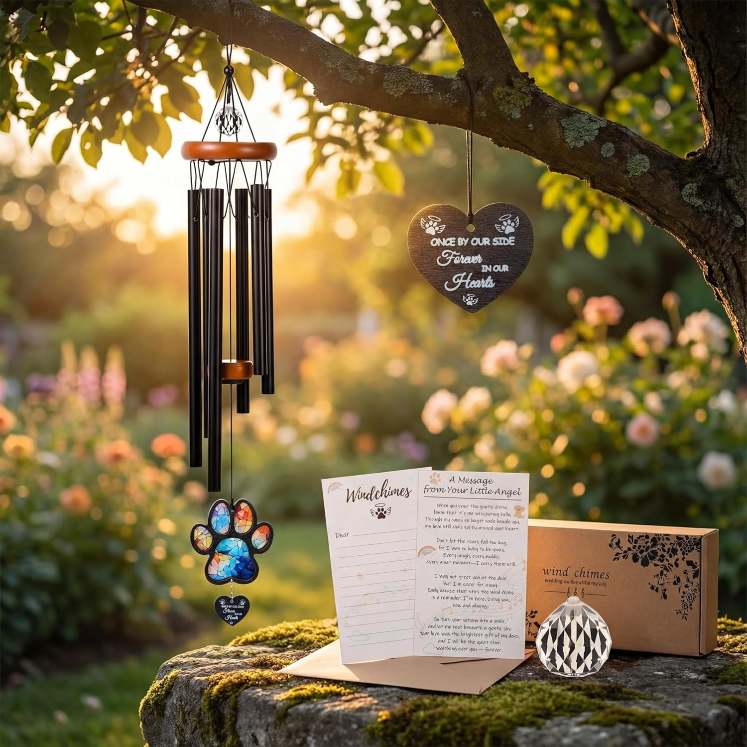 26″ Pet Memorial Gifts for Loss of Dog Pet Memorial Wind Chimes, Dogs Sympathy G
