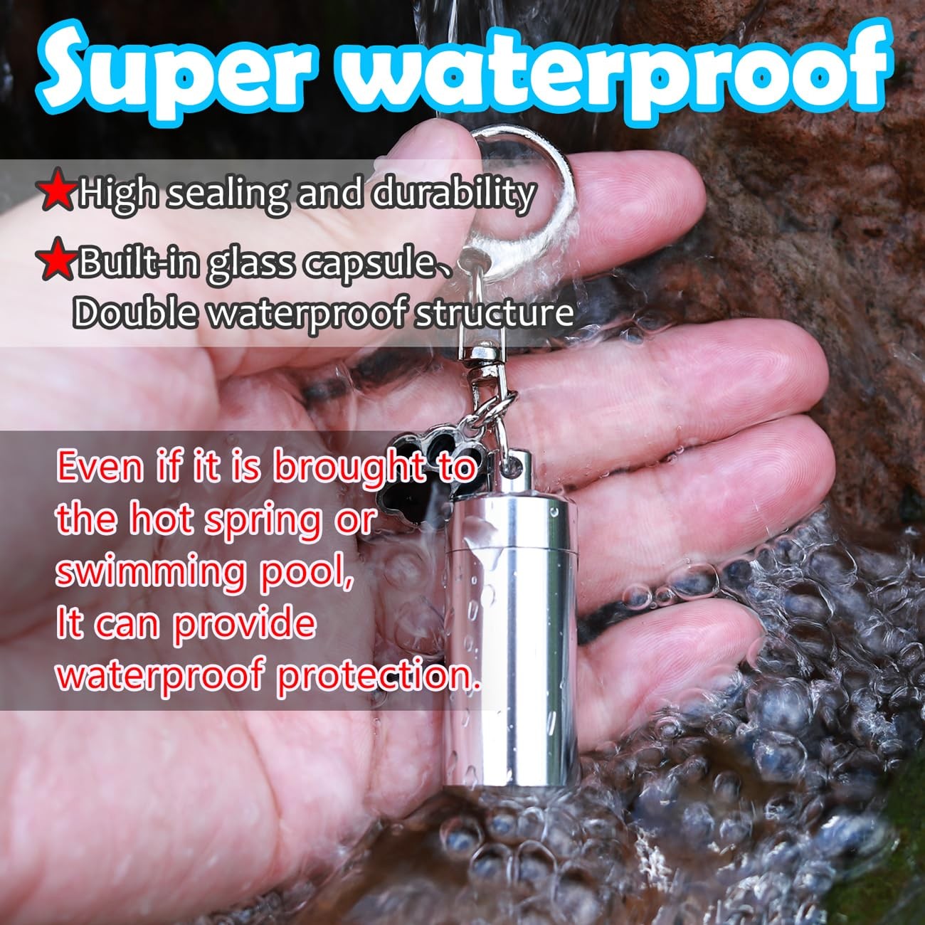 Waterproof Cremation Pet Urns Keychain for Dogs Ashes, Cylinder Cat Dog Urn f…