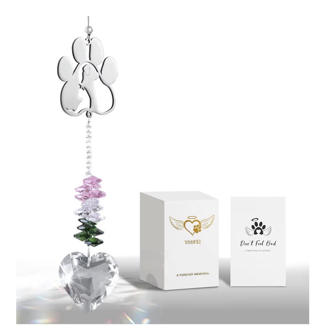 Pet Memorial Gifts for Dogs, Loss of Dog Sympathy Gift- Crystal Suncatcher- NIB