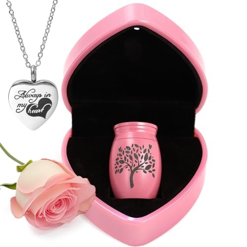 Small Urns for Human Ashes Keepsake – 1.6″ Pink Mini Cremation Urn with