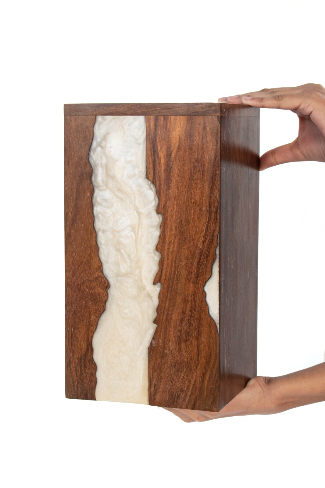 Wooden Urn Box-Urn Box-Rosewood and White Resin Design Urn Box For Human Ashes