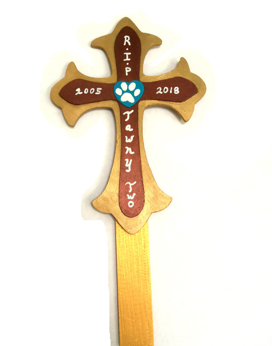 Custom Pet Memorial Grave Marker *LeFleur Wood Cross* Personalized Handmade USA