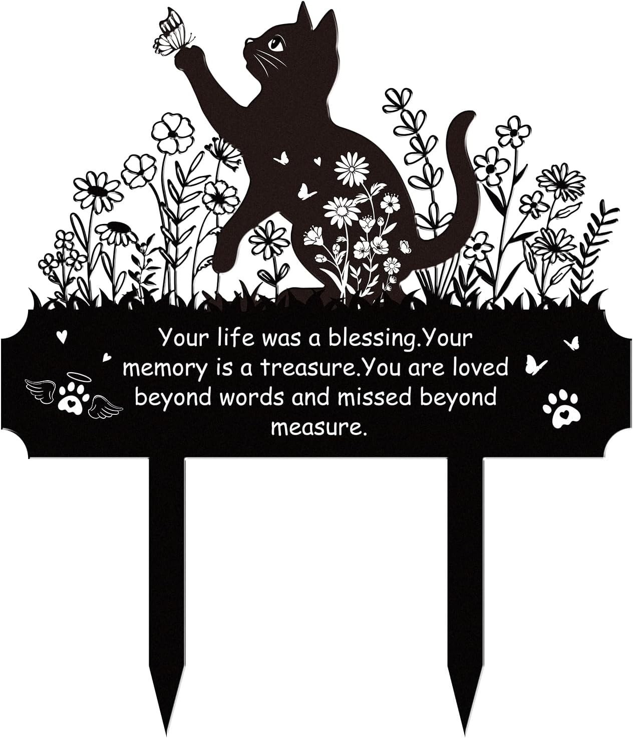 Cat Grave Decorations for Cemetery, Pet Headstone Sympathy Cat Memorial Stakes f
