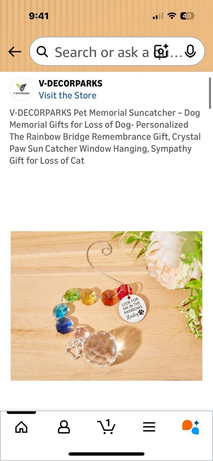 forever in my heart Pet Memorial Suncatcher Dog Memorial Gifts for Loss of Dog