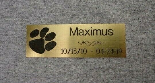 1×3 Custom Engraved Dog Memorial, Brass Plate Plaque, Paw Print, Pet