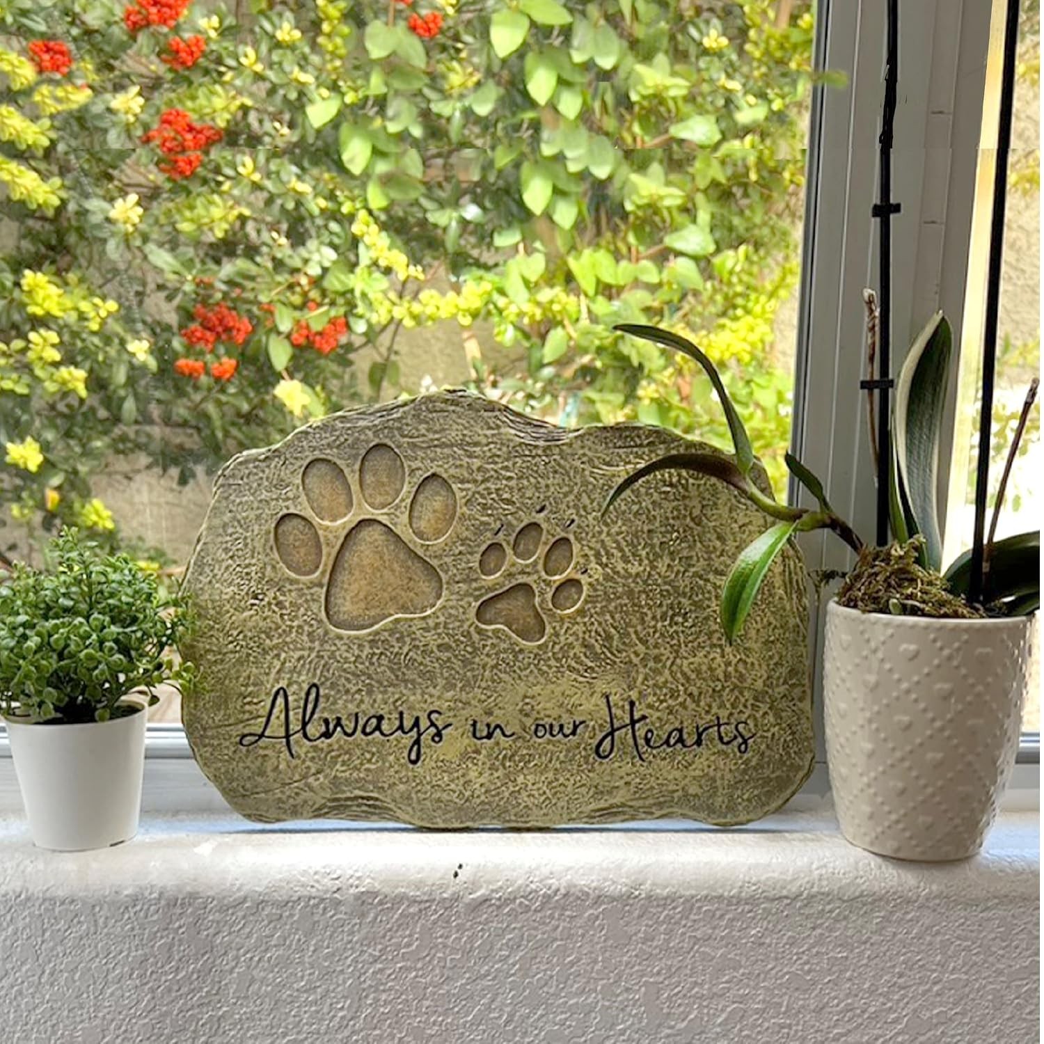 Lily’s Home Pet Memorial Stone – Cat or Dog Grave Marker – Durable Waterproof Ga