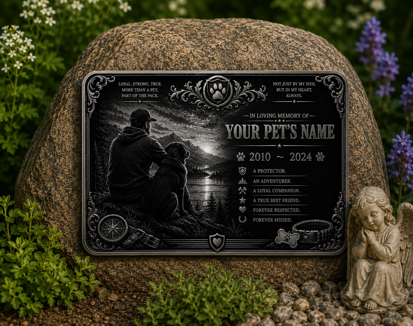 Personalised Pet Memorial Plaque Custom Photo Engraved Aluminium Dog Cat Horse