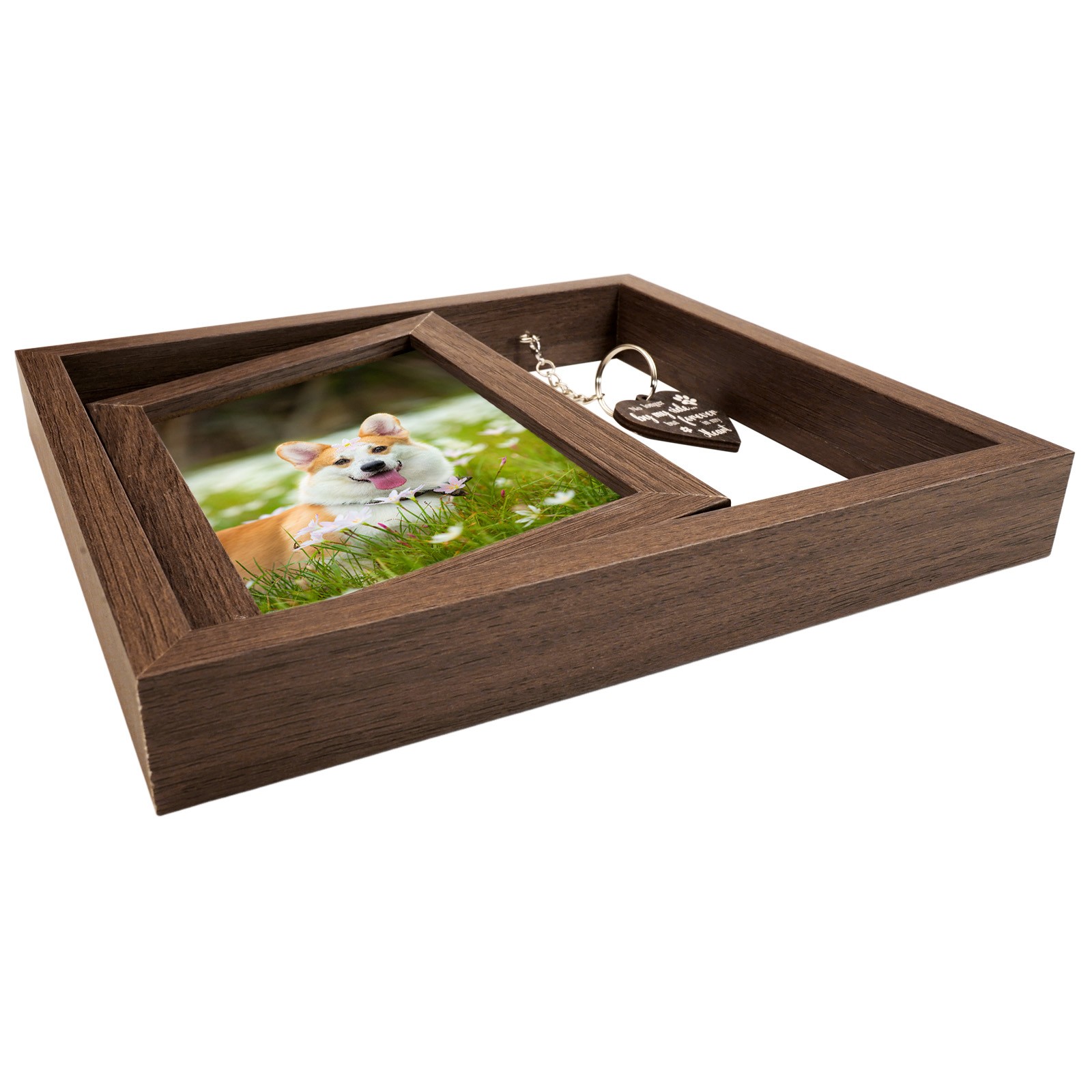 Rotating Pet Memorial Frame for Dog/Cat – 360° Solid Wood Picture Frame for 4×6