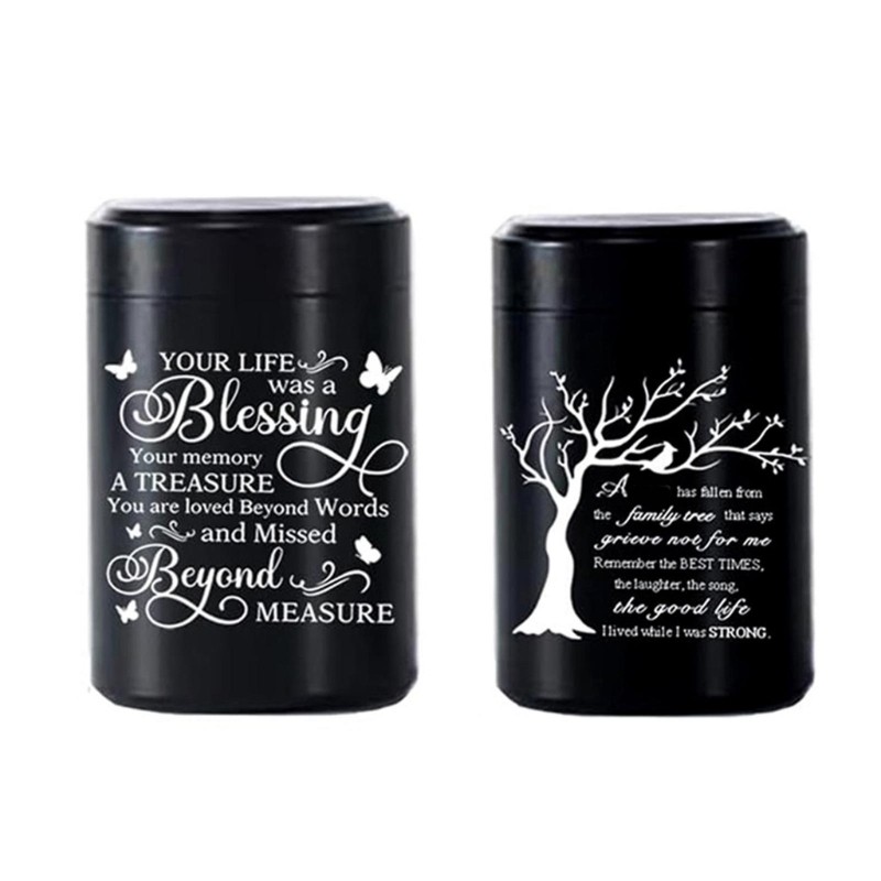 Black Stainless Steel Cremation Urn For Pet Ashes Casket Storage Urn Casket Jar