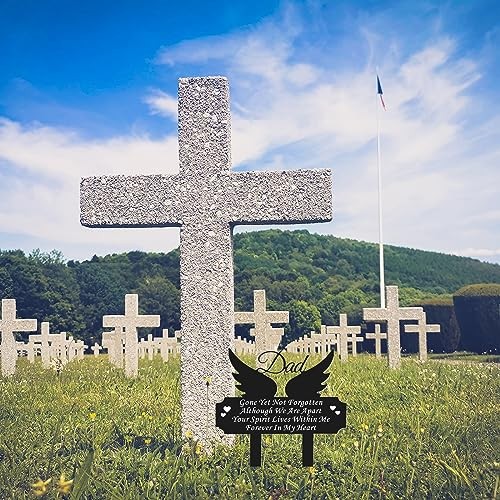 Grave Marker for – Winged Memorial Metal Cemetery Stake, Outdoor Decoration Dad