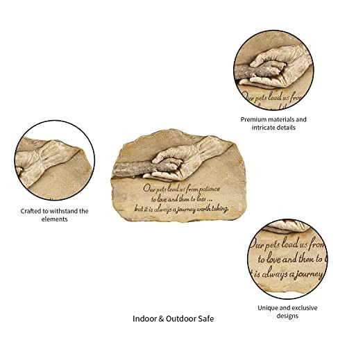 Dog Paw in Hand Devotion Painted Polystone Stepping Stone – 12”W x 0.5”D x