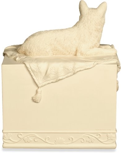Beige Cat Urn with Photo Frame 7.75 Inch Durable Pet Memorial Gift