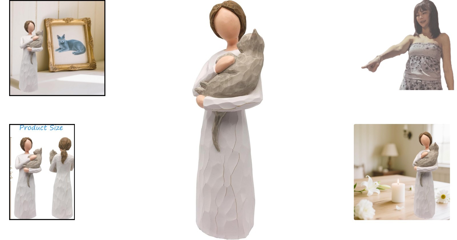 Collectible Cat Remembrance Gift – Sentimental 6-Inch Cat Angel Statue with Card