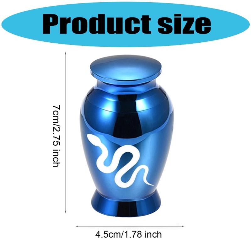 Snake Print Cremation Urn Waterproof Pet Ashes Preservations Box Easy Access Lid