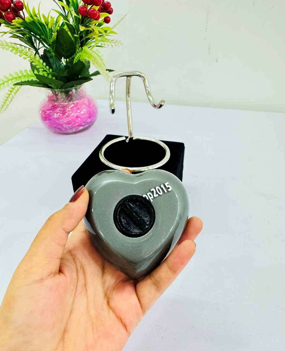 Classic Heart Shaped Grey Foot Print Keepsake Urn, Aluminum Urns for Human Ashes