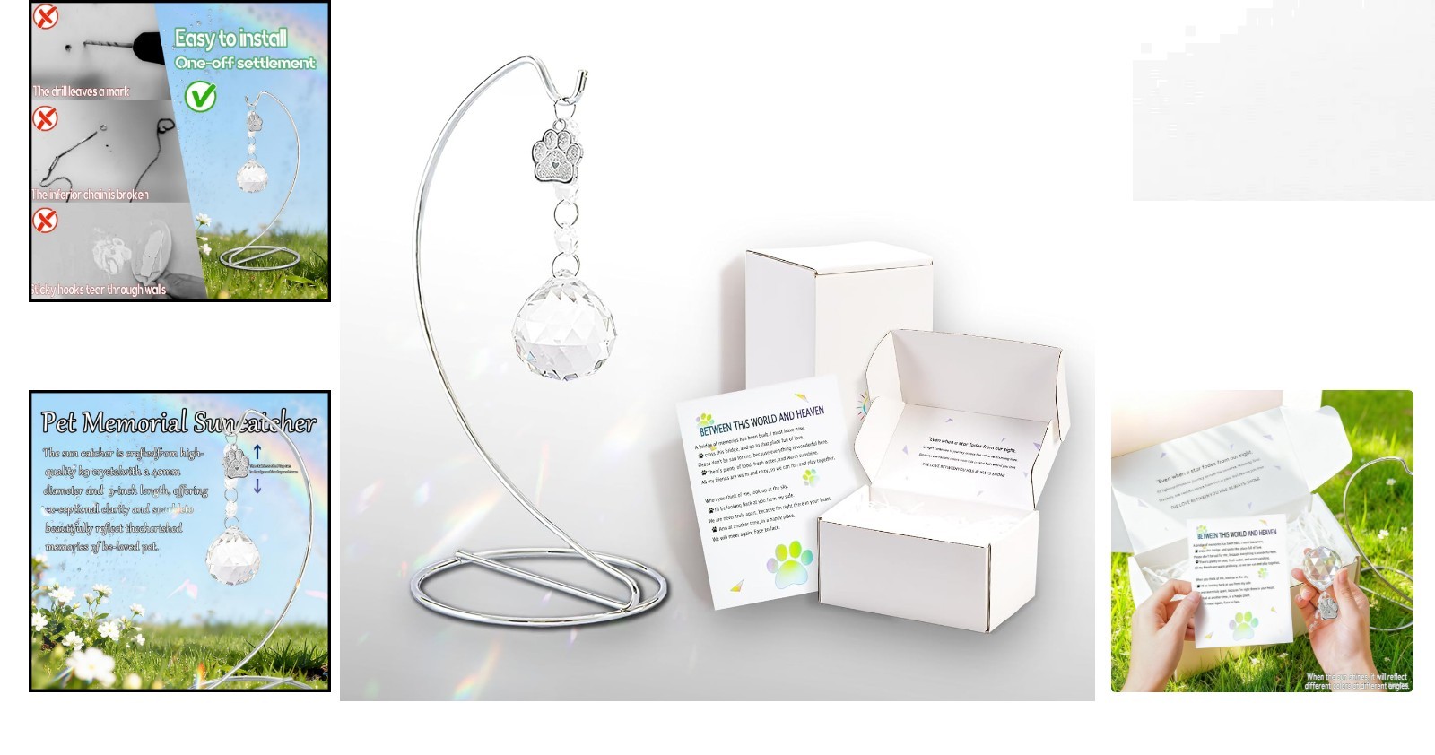Heartfelt Pet Loss Sympathy Gift – 40mm Crystal Suncatcher in Elegant Gift Box