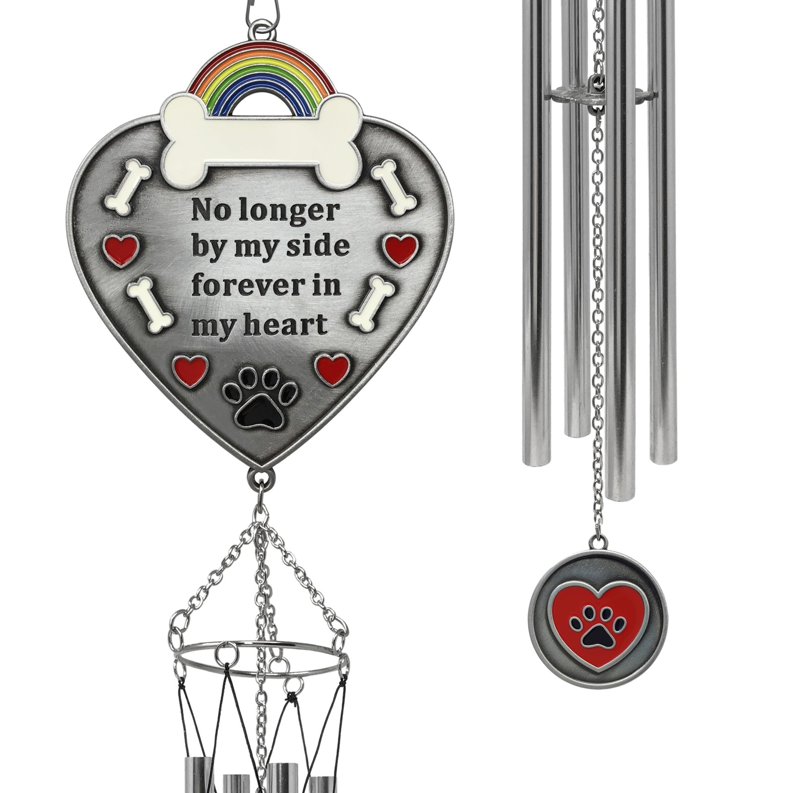Pet Loss Memorial Wind Chime, No Longer By My Side Forever in My Heart Sympat…
