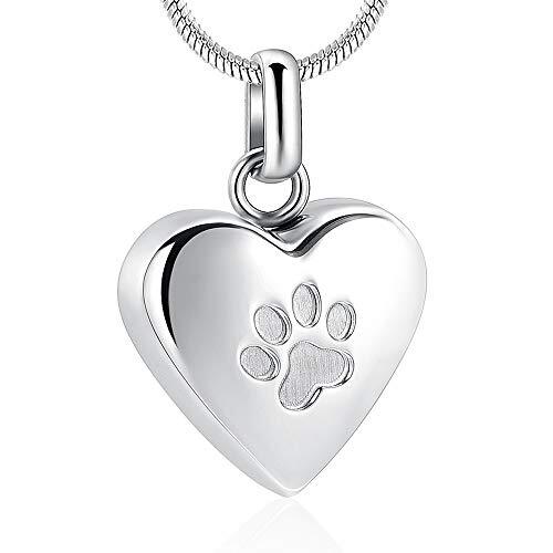 Pet Cremation Jewelry for Ashes Pendant Paw Print Pet Heart Urn Necklace Memo…