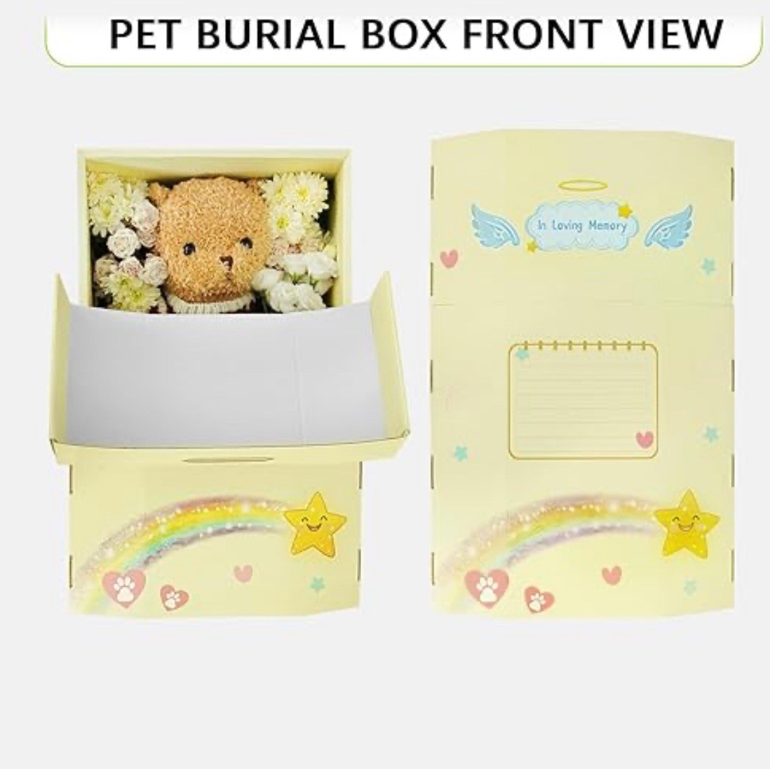 Lot of 8 Biodegradable Pet Caskets Medium Burial Boxes 21.6″ Yellow Memorial
