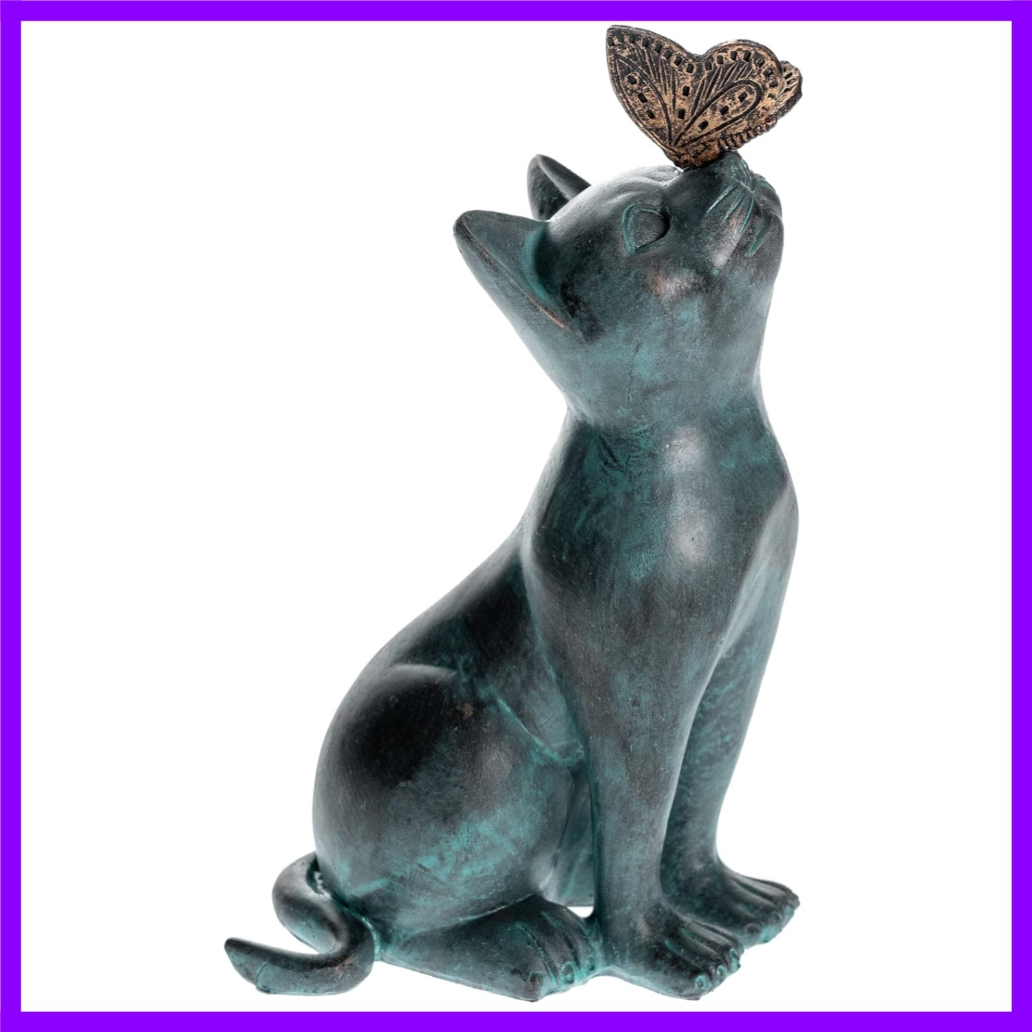 iHeartCats Cat Memorial Figurine with Butterfly – Cat Statue Pet Memorial Gifts