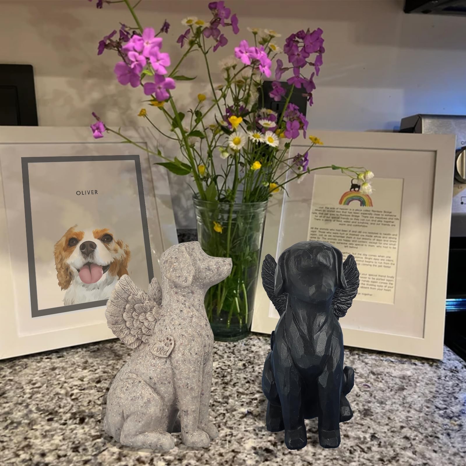 Angel Dog Figurine – Sympathy Gift for Dog Loss, Outdoor Memorial Statue Decor