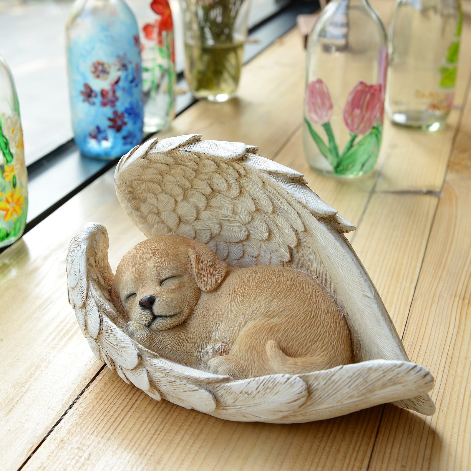 Angel Dog Garden Statue Puppy Sleeping Pet Memorial Bereavement Gift