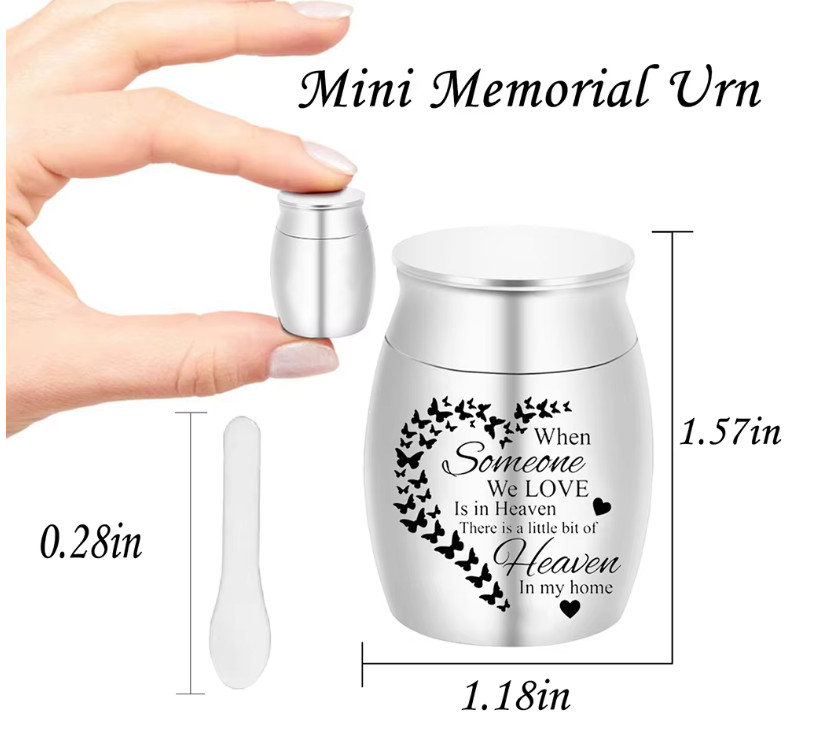 3*4cm Urn Jar Cremation Mini Ash Holder Metal Memorial Gift Family Keepsake