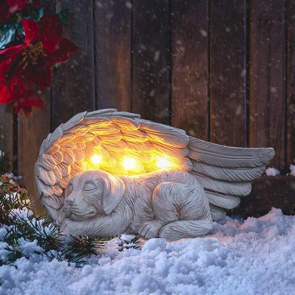 Rustic Angel Pet Memorial Light – Solar Powered Garden Decoration 9″l x 4″w