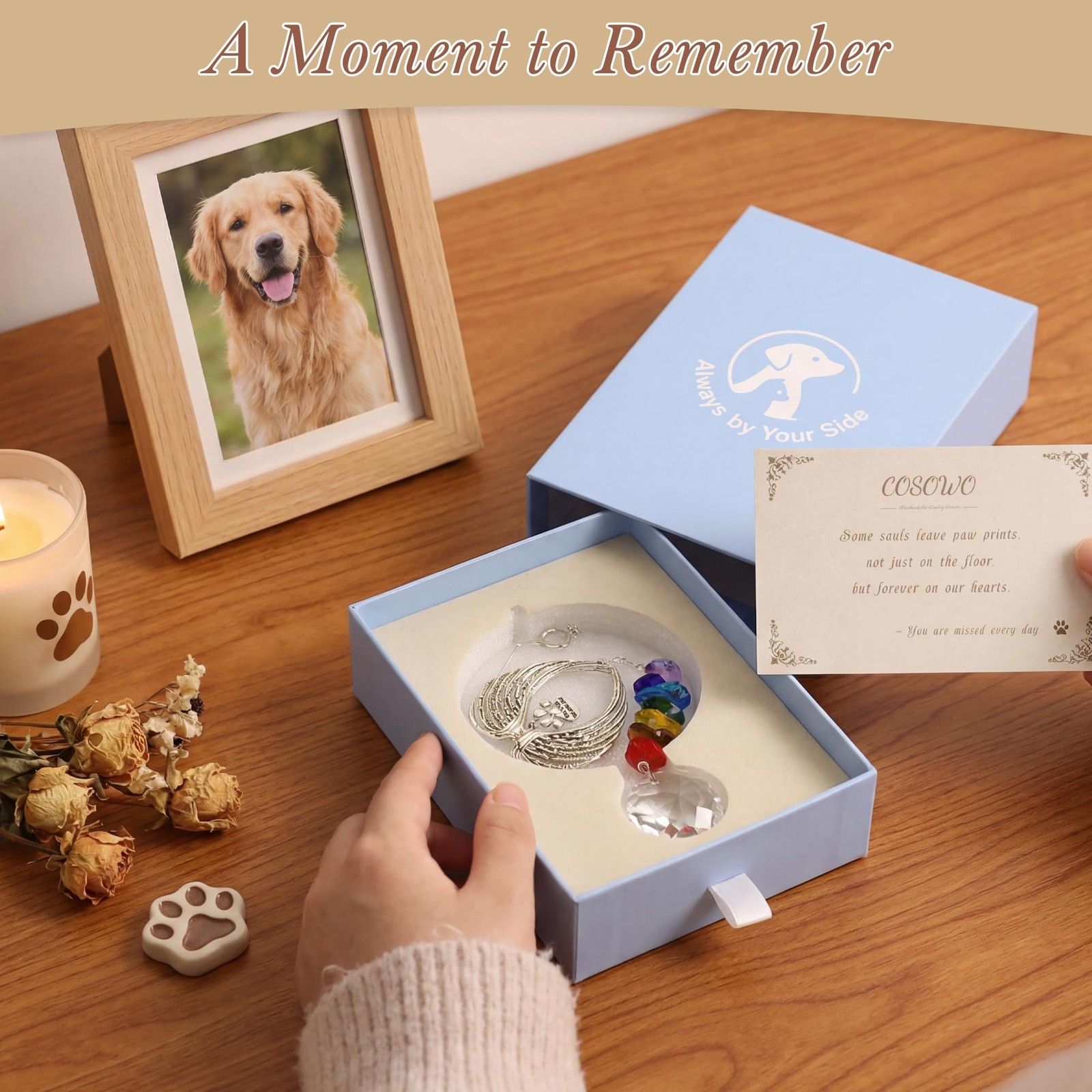 Handcrafted Pet Memorial Crystal Ornament Rainbow Prism Sun Catcher with Keep…