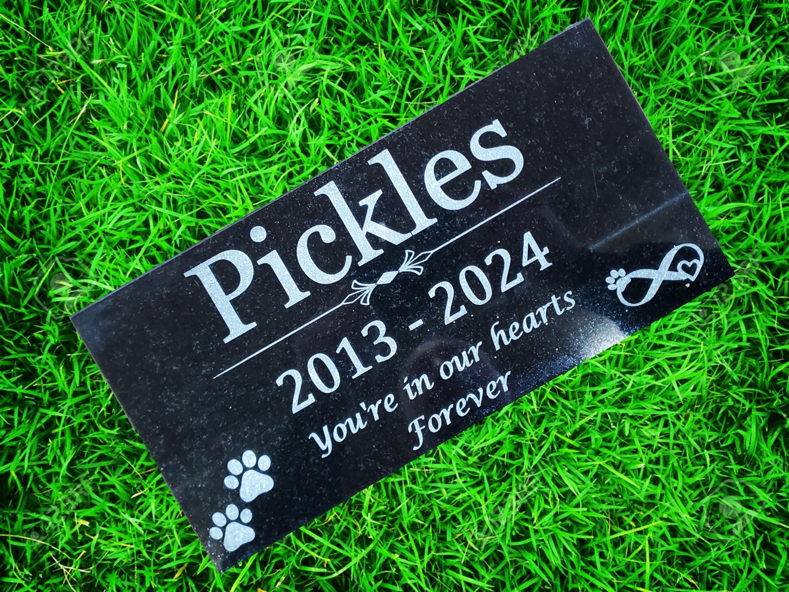 6×12 Solid black polished granite pet memorial gravestone marker tombstone t1
