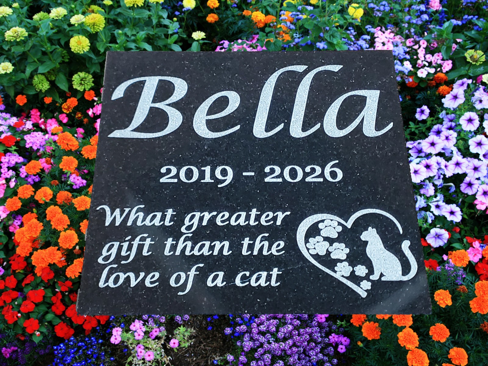 Cat Loss Grave Marker Headstone Garden Pet Memorial Burial Stone Plaque d11