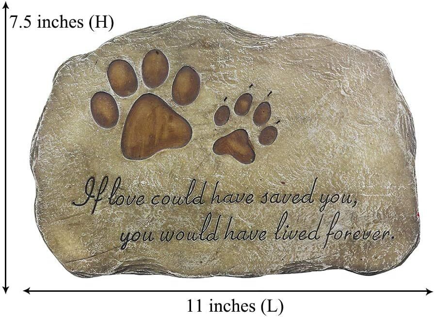 Paw Prints Dog Pet Memorial Stones, Pet Garden Stone Grave Marker For D