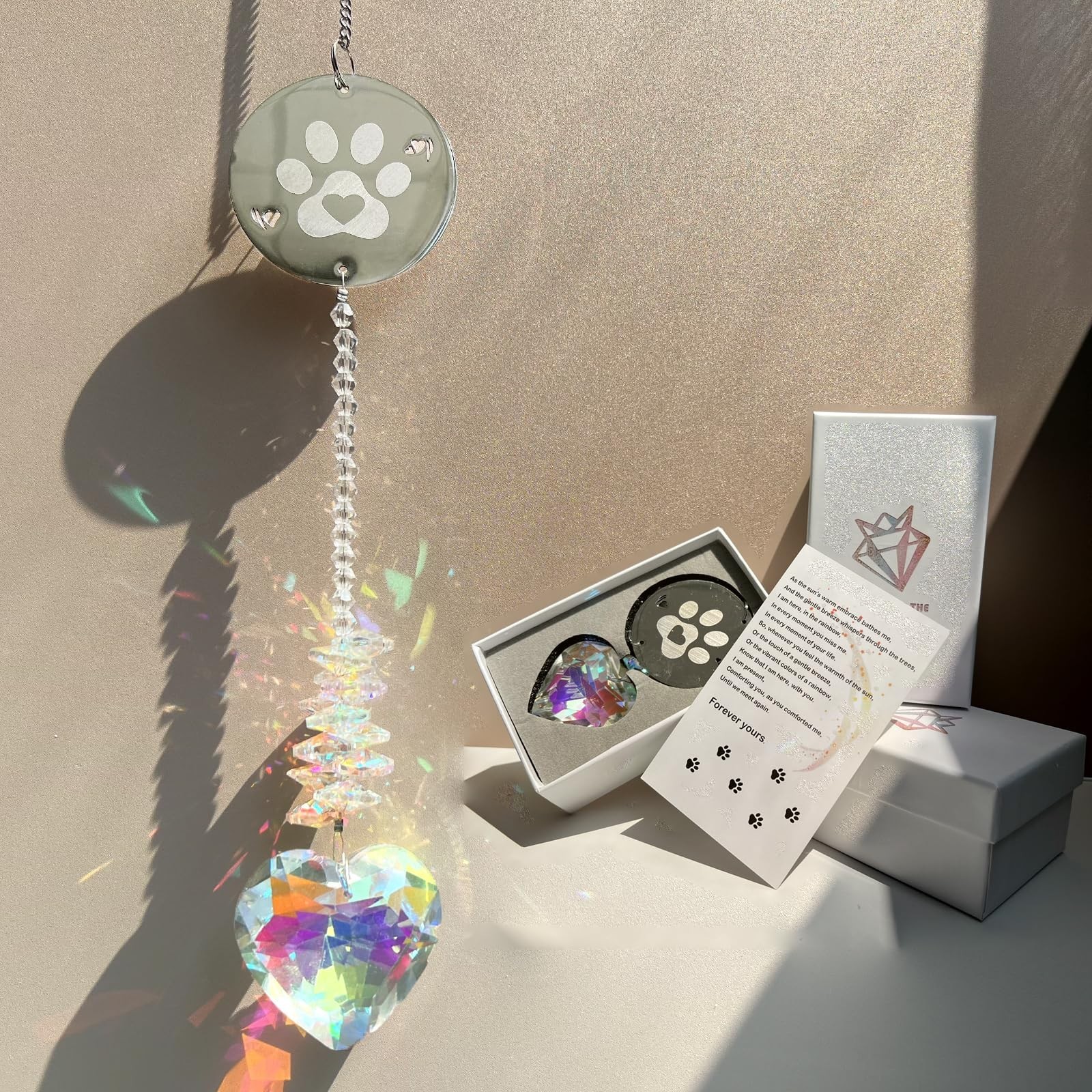 Pet Memorial Gifts for Dogs Cats, Crystal Suncatchers, Loss of Dog Sympathy G…