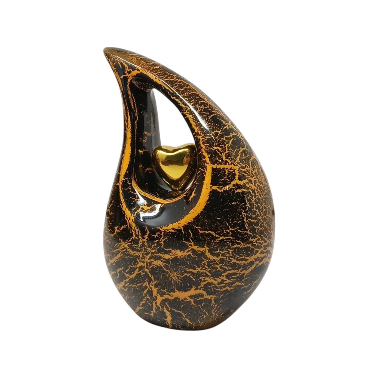 Handcrafted Mini Cremation Urn for Human Ashes – Yellow Teardrop Keepsake Earns
